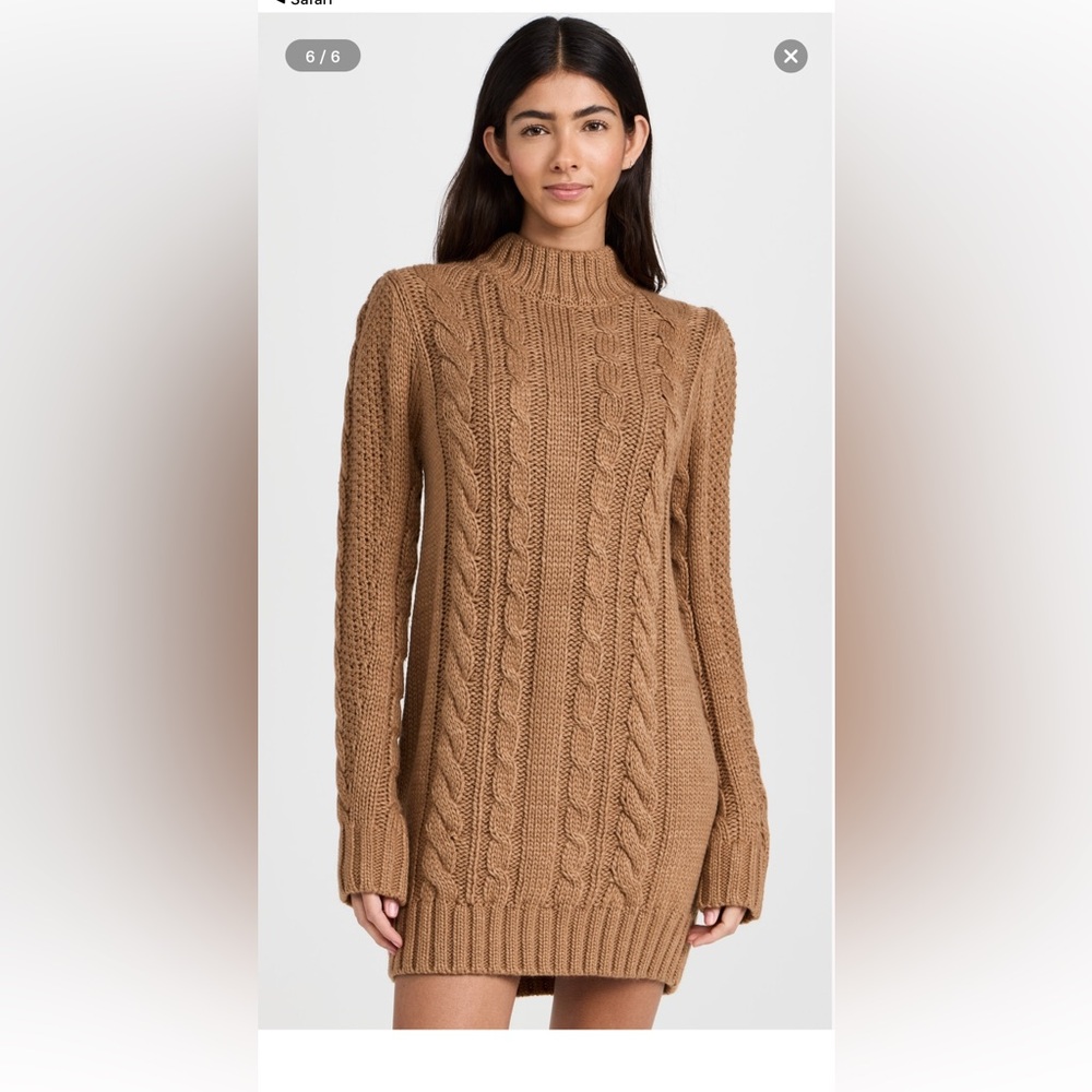 Cable Knit Tunic Sweater Mini Dress Womens Large Chunky Camel Z Supply Relaxed